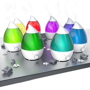 Arendo - Ultraschall LED Luftbefeuchter inkl. Wasserfilter | Raumbefeuchter | Diffusor / Humidifier | 7 facher LED Farbwechsel | geräuscharm | Dufteinschub für ätherische Öle -