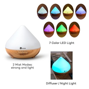 Aroma Diffuser 300ml TaoTronics Luftbefeuchter Oil Düfte Humidifier Holzmaserung LED mit 7 Farben für Yoga Salon Spa Wohn-, Schlaf-, Bade- oder Kinderzimmer Hotel -